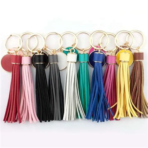 leather tassel keychains for women